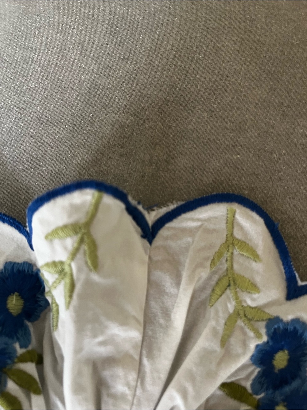 Anthropologie White with Blue Floral Embroidery - Picture 7 of 9